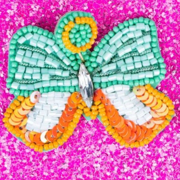 VIOLA Butterfly Seed Bead Pierced Earrings NWT - Picture 2 of 2